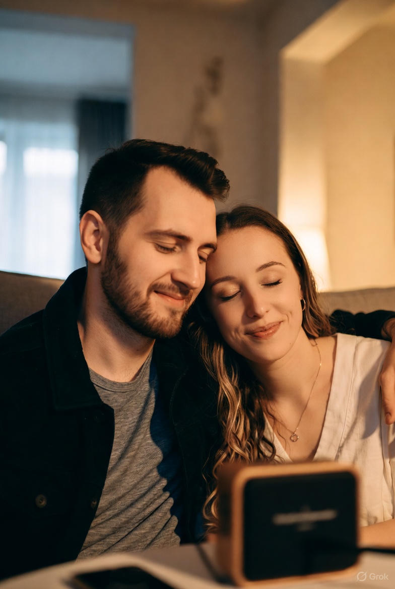 Пара слухає музику